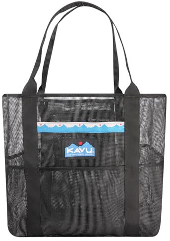KAVU Alder Lake Tote Bag Beach Sack Mesh Shoulder Pack - Black