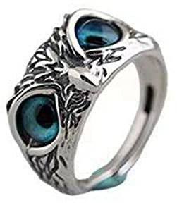 Mode 925 Silber Blaues Auge Eule Ring Frauen Schmuck Geschenk Tierringe Einstellbar Attractive Design