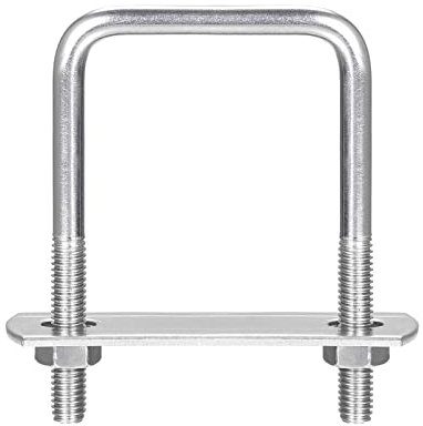 sourcing map Square U-Bolts, 42mm(1.65) Inner Width 65mm Length M6 304 Stainless Steel U Clamp Bolt with Nuts and Plates, for Boat Trailer