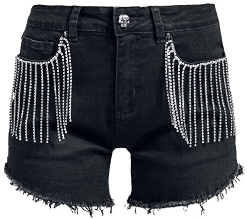 Rock Rebel by EMP Damen Schwarze Shorts mit Strassstein- Applikation 30