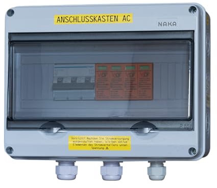 NAKA Solar Anschlusskasten AC Photovoltaik Solarmodul, Überspannungsschutz Blitzschutz für PV Anlage Solarmodule UV-beständig & Wasserdicht Weiß