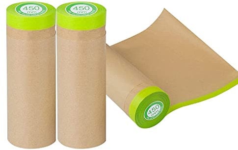 Rxinlucky 2 Rolls Masking Paper for Spraying,Car Masking Paper for Spraying,Brown Paper Tape,Carpet Protection Film,Masking Film for Furniture Carpet Protection Film (17.72 x 49ft W*L)