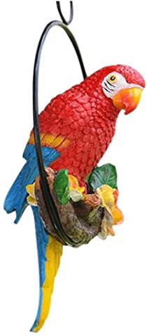 Hanging Bird Barch Statue Round Ring Papageien Skulptur Maas Figur Garten Skulpturen Statuen für Hofrot rot