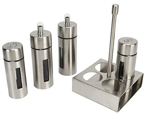 Juego de Vinagrera de Sal de Aceite, Botella de Vinagre de Gran Capacidad, Pimentero, Acero Inoxidable 304, Limpieza Fácil para Restaurante