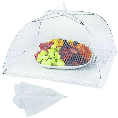 PARENCE - Cloche alimentaire pliable - Anti mouche - Moustiquaire de table pour aliments - Couvercle nourriture - Taille Universelle - Voyage/Camping/Maison - Couleur Aléatoire