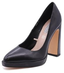 QUEEN HELENA Scarpe Eleganti con Tacco Alto Décolleté con Plateau Casual Donna K3207 (Nero Pu, Sistema Taglie Calzature EU, Adulto, Donna, Numero, Media, 37)