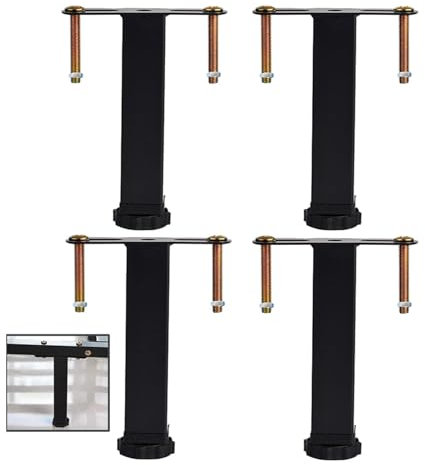 Lot de 4 Pied de Lit Universel,Pied de Lit Robuste Reglable Pieds pour Sommier à Lattes sans Perçage Pour les Cadres et les Lattes en Bois (15cm(5.9in))