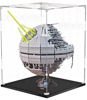 AZIZAT Acryl-Vitrine. Kompatibel mit Lego 10143 Todesstern 2 Bausatz. Geeignet für Modellanzeige, Staubschutz und Sammlung. (nur Vitrine)