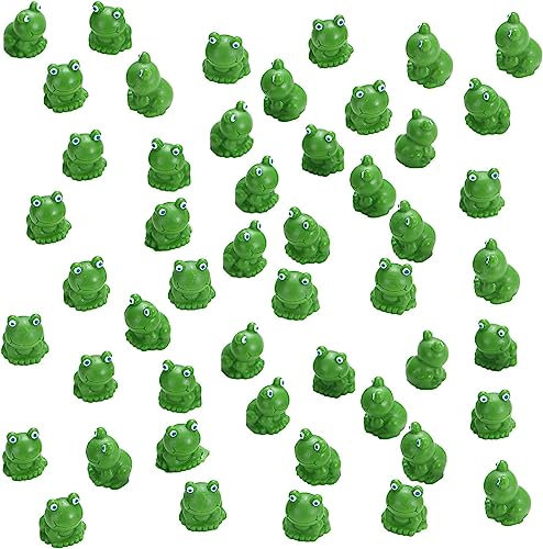 YIZHIXIANGQ Mini Rana de Resina, 50pcs Figuras de Rana de Decoracion, Rana Decorativa Jardin, Mini Rana, Adecuada para Decorar Mini Jardines, Casas de Muñecas y Plantas en Macetas