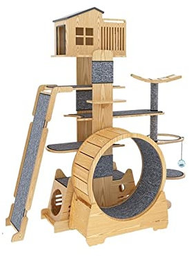 FaLkiN Marco de Escalada para Gato Grande, Nido de Madera, Pilar Tongtian, Tablero Rascador, Plataforma Pequeña de Sisal, Villa Felina