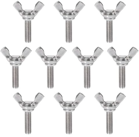 ORTAVA 10 Stück Flügelschrauben M6x45, Schmetterlingsschraube DIN 316 Edelstahl V2A Vollgewinde(Silber)