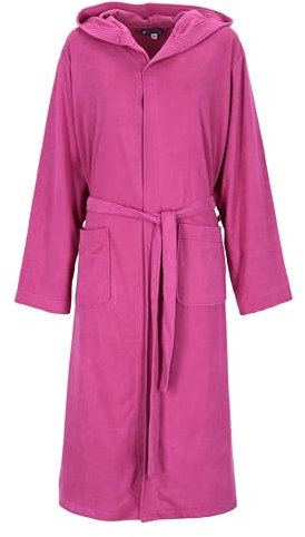 RETIEF set accappatoio microfibra con cappuccio + telo + borsetta uomo donna (Fucsia, S/M)