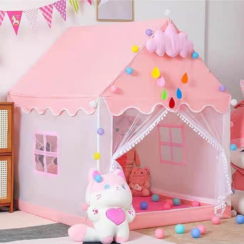 Aolawco Kinderzelt mit Lichtern, Kinder Spielhaus Indoor,Spielzelt Prinzessin, Kinder Spielzelt, Kinderzimmer Dekor- Lesezelt &Spielzimmer, für Kleinkinder 3-13 Jahre-Pink (47 * 40 * 51)