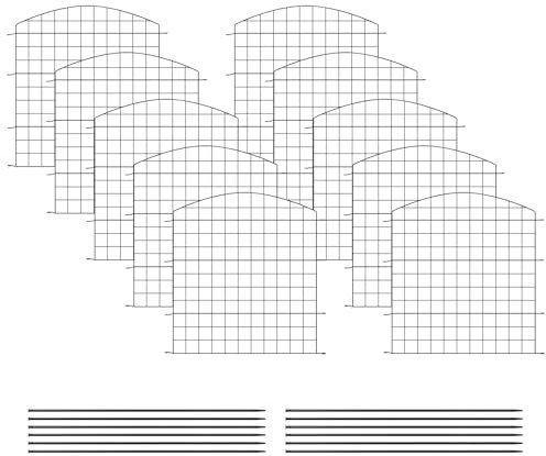 WOLTU Recinzione Giardino, 10 Pannelli Recinti in Ferro, Recinzione Giardino Esterno con Picchetti, Rete per Recinzioni, Staccionata per Giardino, 78x70 cm, a Forma di Arco, Nero