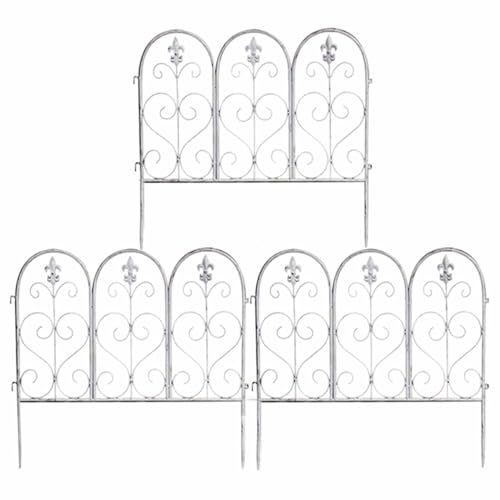 WENNEWU ClôTure PaysagèRe, ClôTure De Jardin Exterieur, Panneau De ClôTure De Jardin à Haute ClôTure, Bordure De ClôTure De Jardin en Fer Forgé Antirouille,Blanc,3pack