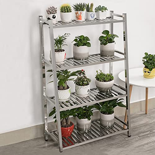 RWRAPS 4 Ebenen Edelstahl Leiterregal Pflanzenpflanzer, Blumentopf Pflanzenständer für Garten Balkon Terrasse Kräuterpflanze Pflanzenständer (Size: 100x36x116cm)(60x36x116cm)