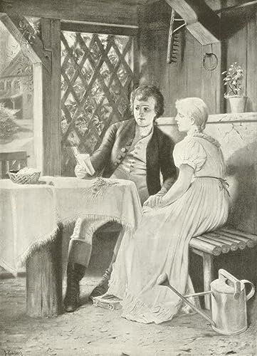 TVLAR Berühmte Gemälde Leinwand Plakat Vintage Leinwanddruck Goethe und Frederike von Hermann Kaulbach Gemälde Fotodruck für Wohnzimmerdekoration 60x90cm