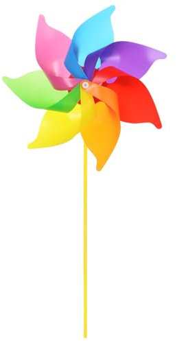 sourcing map Rainbow Pinwheels 20.9 Inch 7 Leaves Wind Plastic Windmill for Party Decorations Outdoor Decor Lawn Yard Garden Patio, Colorful