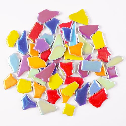 454 g schillernde Keramikfliese für Bastelarbeiten, Mosaikfliesen, Mosaikstücke, glasiertes Porzellan, Mosaikherstellung, Kunstprojekte, Heimdekoration, Vasen, Tassen, Blumentöpfe, DIY-Bilderrahmen