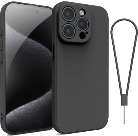 Andwing For iPhone 15 Pro Max Case,Silicone Case Soft Ultra For iPhone 15 Pro Max Phone Case Slim Protective Shockproof Cover Scratch-Resistant Microfiber Lining, 6.1 Black