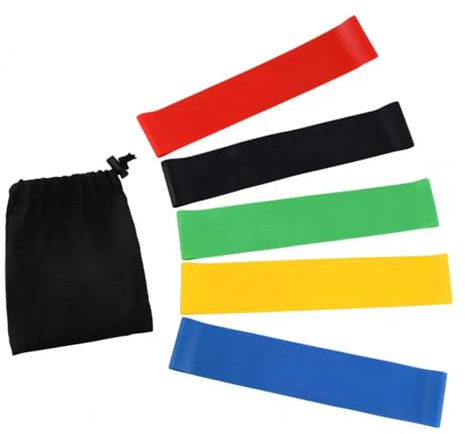 Widerstandsbänder 5er-Set 100% Latex Fitnessbänder für Yoga, Pilates, Training, Physiotherapie, Klimmzughilfe, Krafttraining für Männer und Frauen, Gymnastikband Trainingsbänder