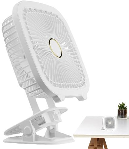 Ventilador con clip - Ventilador de escritorio multifuncional con clip USB - ventilador con luz LED, puerto USB para escritorio, luz nocturna, cocina, cama, dormitorio, lámpara de escritorio