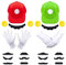 Wirhaut Rot/Grün Mütze, Mari/Luigi Kostüm mit Mütze, Gurt Weißen Handschuhe und Bart, KarnevalCosplay Kostüm für Kinder Erwachsene Damen