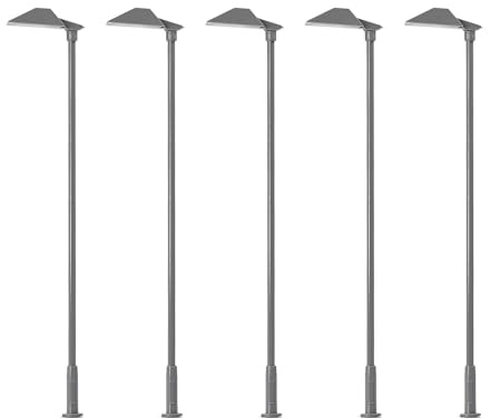 Evemodel 5 Stück Modell Lampe Modelleisenbahn Spur H0 1:87 Metall Straßenlaterne Landschaftsbau (kalt weiß)