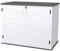 XMTECH 700L Mülltonnenbox, Wetterfeste und UV-beständige Aufbewahrungsbox für Mülltonnen, Abschließbare Mülltonnenverkleidung, Gartenbox in Grau/Schwarz (132x75x99cm)