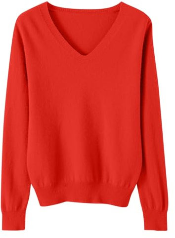 Womens Clothes Cashmere Jumpers Sale Ladies V Neck Jumpers for Women UK Women's Jumpers Sweatshirt Ladies Classic Plain Pullover Knit V Neck Long Sleeve Jumper Tops Blouse T-Shirt 100% Wool