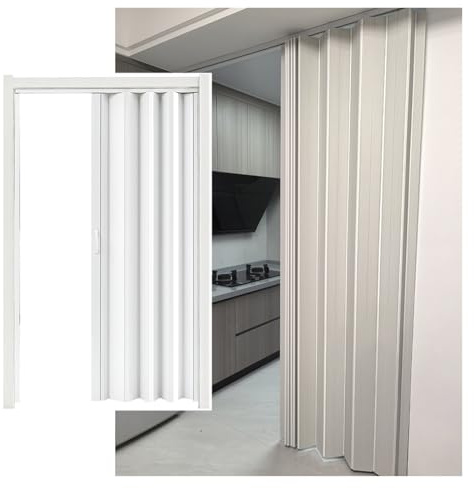 FalttüR Passen Sie die Innen-Akkordeontür an, Schiebe-Falttür mit Rahmen aus Aluminiumlegierung, Raumteiler für Schlafzimmer, Badezimmer, Büro, Küche, wasserdicht und wärmeisolierend(39x80in(99.1x203.
