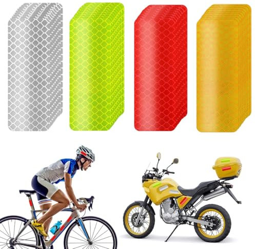 NHQZ 40 PCS Adesivi Rifrangenti Nastro Catarifrangente Adesivo per Moto Veicolo Auto Bici Casco Rigido, Nastro Riflettente Riflettori ad Alta Visibilità Impermeabile Sicurezza Pesca Adesivi Casco Sci