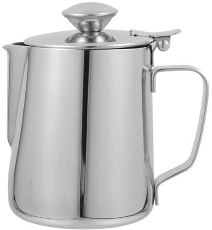 STOBAZA Edelstahl Milchkännchen Mit Deckel 350 ml Tassen Mit Deckel Für Kaffee Und Tee Staubdichter Aufbewahrungsbecher Mit Griff Für Milchschaum Kaffee Und Küche