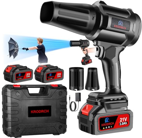 Electric Cordless Leaf Blower with 21V*2 Pcs Battery and Charger Included, Mini Jet Dry Blower Fan, Violent Turbo Jet Blower, Handheld Lightweight Leaf Blowers for Patio Cleaning