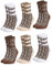 Occulto Damen Leoparden Muster Tennis Socken 6er Pack (Modell: Nala) Braun Mix 35-38