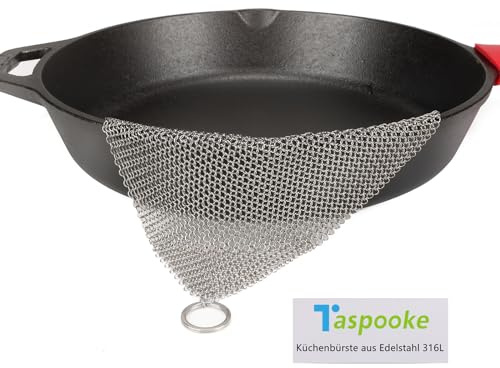 Gusseisenreiniger Verbesserter Kleiner Kreis, 3,8 mm, Kettengeflechtschrubber aus Edelstahl 316L Spatel für Haushaltspfannen, Bratpfannen, Waffeleisen und Glasbehälter (10''x10'')
