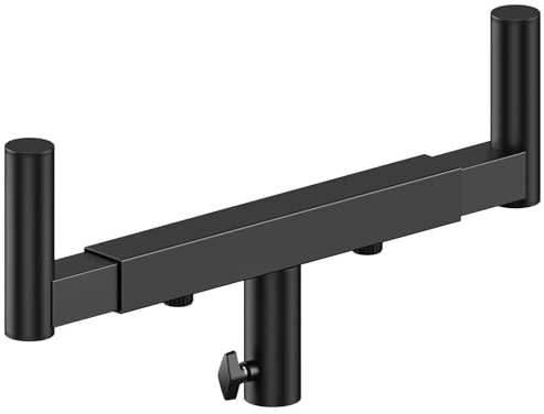 Aiweiwa Verbesserte Doppelgabelhalterung, Lautsprecherhalterung, verstellbare Breite 35 - 52 cm, Gabel-Lautsprecher-Stangenadapter für PA/DJ-Lautsprecher mit 35 mm Stangenloch, einzeln