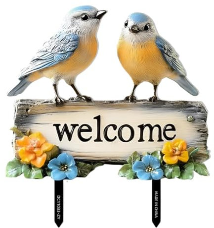 Fonowx Panneau de Bienvenue pour Jardin, Sculpture D'oiseau En PVC, Piquet de Jardin pour Patio