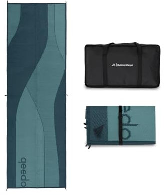 qeedo Outdoor Carpet (300 x 100 cm) - Vorzeltteppich inkl. Heringe und Tragetasche - Campingteppich mit UV50+ & 3.000 mm Wassersäule - Unterlage für Zelt, Pool, Wohnmobil, Vorzelt