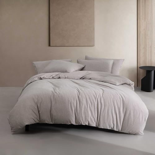 Calvin Klein - Bettbezug für Doppelbett, natürlich weiche Baumwollmischung mit passendem Kissenbezug, strukturierte Rippsteppnähte, 2-teiliges Bettwäsche-Set (moderne Baumwolle, Melangebraun)