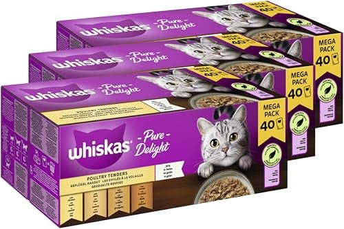 WHISKAS® Portionsbeutel Multipack Pure Delight Geflügel Ragout in Gelee 3 x 40 x 85g