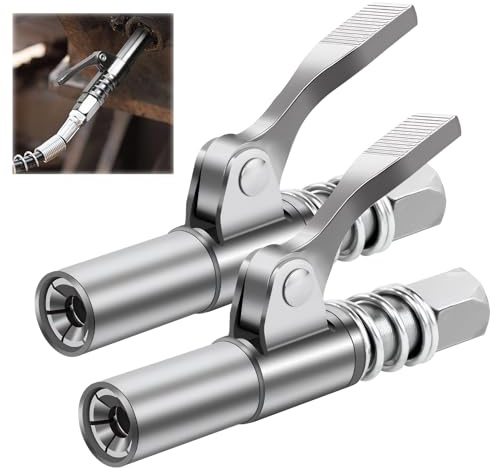 Pmqs 2 Pièces Embout Pompe à Graisse, G Coupler Embout Pompe à Graisse avec Verrouillage à 6 Mors, Embouts Rapides pour Graisseur avec Utilisation à Une Main pour 1/8 NPT Raccords SAE & Métriques