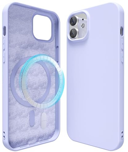 oakxco Silicone Case for iPhone 12 Pro/iPhone 12 Compatible with Magsafe Magnetic Wireless Charging, Slim Thin Soft Rubber Gel with Magnet, Matte TPU Mag Cover for Women Men, Purple Lavender Lilac