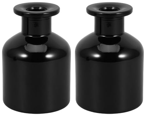 HOMSFOU Glass Diffuser Bottles: 2 Pcs Empty Reed Diffuser Container Refillable Aromatherapy Jars Replacement Bottles for DIY Home Fragrance & Essential Oils, 150ml/5oz (Glossy Black)