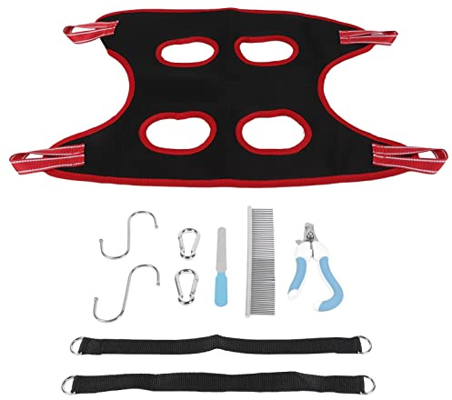 Hundepflege-Hängematten-Set, atmungsaktive und sichere Haltetasche mit Krallenschere und Kamm für Welpen und Katzen (S)