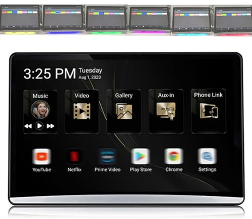 SUNBGRPYE Monitor para Reposacabezas De Coche, 3+32GB De Almacenamiento/Android 14.0, Duplicación De Pantalla Inalámbrica, Pantalla Táctil IPS HD 8K, con Wi-Fi/Bluetooth/HDMI/USB/TF 11.6''