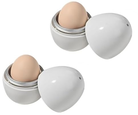 2 unidades de hervidores de huevos para microondas, hervidor de huevos para 1 huevo, hervidor de huevos de aluminio para microondas, herramienta de cocina para cocinar huevos cocidos rápidamente