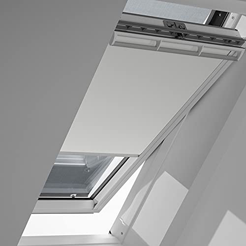 Original VELUX Vorteils-Set ( Verdunkelungs-Rollo + Hitzeschutz-Markise ) für GGL GHL GTL GPL GXL M08 + 308 und GGU GHU GTU GPU GXU M08 in Stofffarbe 1025 Weiss – Markise in 5060 schwarz, Seitenschienen in Silber / DOP M08 1025S