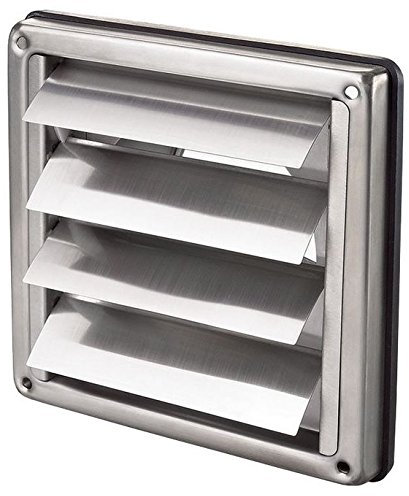 Rejilla de protección contra la intemperie, rectangular, de acero inoxidable, con láminas móviles, conexión de tubo DN 100 125 150 200 mm, rejilla de salida de aire, Plateado