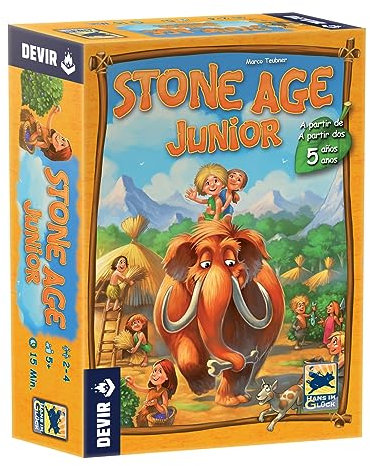 Devir - Stone Age Junior, Brettspiel, Familienbrettspiel, Lernspiel, Brettspiel 5 Jahre (BGJSTONE)